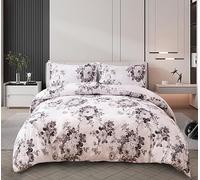 Householdfurnishing 4 Pcs Complete Bedding Set Duvet Cover Fitted Sheet Pillowcase (Vintage Grey, King)