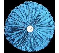 Householdfurnishing Crushed Velvet Cushion Round Filled Small & Large Stitched with Diamond (Teal, 35 x 35)
