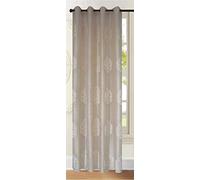 householdfurnishing Eyelet Ring Top Velour Voile Panel Damask Design (Beige, 55 x 90)