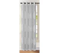 householdfurnishing Eyelet Ring Top Velour Voile Panel Damask Design (White, 55 X 72)
