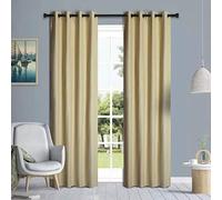 Householdfurnishing Eyelet Thermal Blackout Curtains Embossed (Cream, 90" X 90")