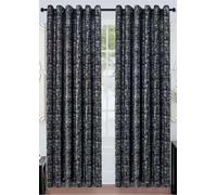 householdfurnishing Glitter Shimmer Eyelet Curtains Thermal Blackout Ring Top Silver Beige Metalic (Black, 66x72)