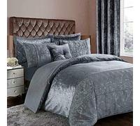 Householdfurnishing Luxury Crushed Velvet 3 Pieces Duvet/Quilt Cover Set Bedding Set With Pillowcases (Grey, Double)