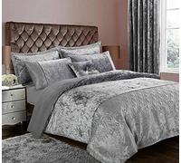 Householdfurnishing Luxury Crushed Velvet 3 Pieces Duvet/Quilt Cover Set Bedding Set With Pillowcases (Silver, Super King)
