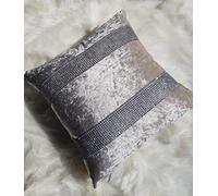 Householdfurnishing New Diamante Crushed Velvet Sparkle Bling Cushion Cover All Beautiful Colours (Cream, 45 x 45 cm)