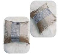 Householdfurnishing Stylish Cushion Cover Crushed Velvet Luxurious Modern Design Sparkle Diamante (Beige, Cushion cover 45 X 45 cm)