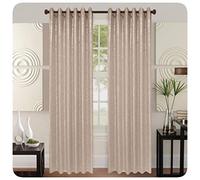householdfurnishing Thermal Blackout Curtains Glitter Shimmer Sparkle Metallic Print Eyelet Ringtop (Beige, 66x72)