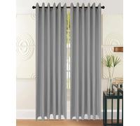Householdfurnishing Thermal Insulated Blackout Curtain Eyelet Curtains Plain Fabric Curtains for Bedroom (Light Grey, 66 inches (W) x 54 inches (H))
