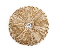 Householdfurnishing Velvet Round Cushion Cover Small & Large Stitched with Diamond (Gold, 45 x 45)