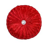 Householdfurnishing Velvet Round Cushion Cover Small & Large Stitched with Diamond (Red, 45 x 45)