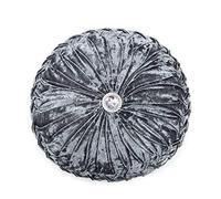 Householdfurnishing Velvet Round Cushion Cover Small & Large Stitched with Diamond (Silver, 45 x 45)