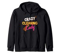 Housekeeper Crazy Cleaning Lady Stay at Home Mom Cleaner Zip Hoodie