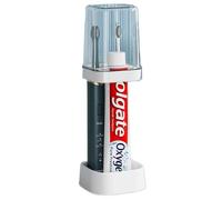Housekeeper Japanese-Style Toothbrush & Toothpaste Holder with Cup Cover - Adjustable, Hygienic Bathroom Organiser with Quick-Drain Base (White)