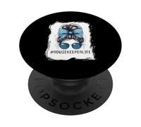 Housekeeper Life Messy Bun And Getting Stuff Done Cleaning PopSockets Adhesive PopGrip