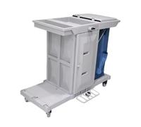 Housekeeping Service Cart with 4 Wheels and Storage Bins for Room Service and Cleaning Staff