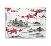 Houselerax Cherry Blossoms Tapestry, Japanese Fuji Mountain Tapestry, Asian Japanese Wall Tapestry, Nature Landscape Tapestries for Bedroom Living Room Decor 40"x30"