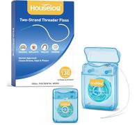 Houselog 2-in-1 Floss Threaders for Braces, Bridges & Implants - Simpler Dual-Strand Design with Stiff End & Waxed Floss - No-Tangle On-A-Roll Dental Floss for Daily Oral Care - unflavored 130Count