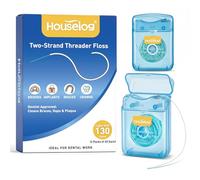 Houselog Two-Strand Threader Floss for Braces - Pre-Cut Waxed Nylon Dental Floss Threaders, Floss for Implants & Bridges (Unflavored 2PCS)