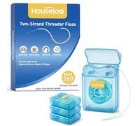 Houselog Two-Strand Threader Floss for Braces - Pre-Cut Waxed Nylon Dental Floss Threaders, Floss for Implants & Bridges (Mint 4PCS)