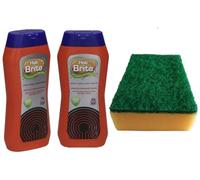 HOUSEMANN Hob Brite Cleaner 250ml (Two Packs) with Supersized Scourer Sponge