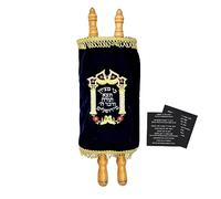 HOUSEOFGAFNI Complete Torah Scroll 8" Sefer Torah Scripture with Blue Velvet Mantel Cover | Perfect for Simchat Torah and Weekly Parsha Study