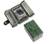 HOUSEOFHIGGINS Single Travel Watch Case - Vintage Inspired - Exterior, Soft Microfiber Lining, Fits Up to 42mm Watches - Vegan Leather - Reliable Storage for Home or Travel
