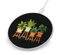 Houseplants Indoor Plants Fast Portable Charger 10W Compact | Round Phone Charging Station Pad for Travel Work