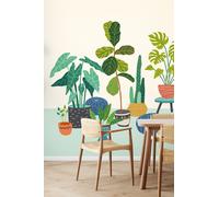 Houseplants Pots Wall Mural Origin Murals Blue W300cm x H240cm