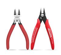 HOUSERAN 2-Piece Wire Cutters Set, 5 Inch Micro Flush Cutter & Side Cutting Pliers, Spring Loaded Diagonal Wire Snips for Jewelry Making, Crafting, Zip Ties, Electronics