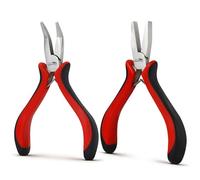 HOUSERAN 2Pcs 5" Jewelry Pliers Set - Precision Bent Nose Plier & Flat Nose Plier for Jewelry Making, Small Pliers Kit with Smooth Jaws for Wire Bending, Jump Ring Opening, Beading & Crafts