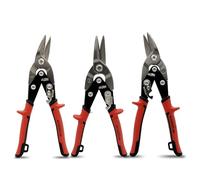 HOUSERAN 3 Pack Aviation Tin Snips Set, 10 Inch Straight, Left and Right Cut Offset Aviation Snips, Heavy Duty Tin Cutters with Scale Markings, CR-MO Steel Blade, for Cutting Metal Sheet
