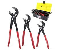 HOUSERAN 3 Piece Water Pump Pliers Set, Slip Joint Pliers, 12/10/7 Inch, Groove Joint Pliers, Wrench Pliers with Red Grips, CRV Tongue and Groove Pliers for Gripping, Nuts, Bolts, Pipe & Fittings