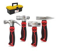 HOUSERAN 4-Piece Hammer Set - 376.8g Ball Peen, 341g Claw, 565.6g Mini Sledge, 388g Blacksmith Hammer