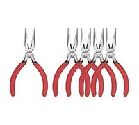 HOUSERAN 5 Pack Needle Nose Pliers, 5 Inch, Spring Loaded, Side Cutter, for Cutting and Bending Wire