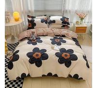 Houseri Black Sunflower Comforter Set King Beige White 3D Floral Bedding King Size Comforters Sets for Women Girls Elegant Beige and Brown Plaid Comforter Vintage Grand Flowers Bed Quilts