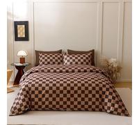Houseri Brown Plaid Comforter Set Twin Chocolate Coffee Color Chessboard Bedding Sets Mocha Buffalo Checkered Bed Quilt Blanket Twin