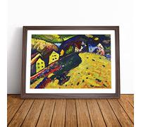 Houses At Murnau By Wassily Kandinsky Framed Wall Art Print A4 Walnut | Ready to Hang, Satin Fine Art Paper, Fade-Resistant Inks, Acrylic Glazing, Securely Packaged, Made in the UK