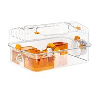 Houses, Cage for Small Animals with Top Opening, Transparent with Wheel and Dispenser for Resting Play