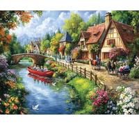 Houses Diamond Art Kits Adults, Diamond Painting Landscape Dimond Art 5D DIY Full Round Drill Crystal Embroidery Cross Stitch Crafts Crafts for Adults, Home Room Decor, Gifts 40x30cm -zjn25011C8