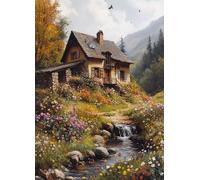 Houses Diamond Art Landscape Diamond Painting Kits for Adults Beginner 5D DIY Full Square Drill Cross Stitch Kits for Adults Arts and Crafts for Bedroom Decor, Room Decor, Gifts 12x16 Inch -bby25071V