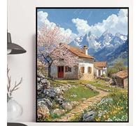 Houses Diamond Pinting Mountain Diamond Art Kits Adults Beginner, Crystal Gem Art 5D DIY Round Full Drill Crystal Rhinestone Embroidery Cross Stitch for Home Decor, Gifts 16x20 Inch -hjw250808R04