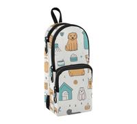 Houses Dogs Pencil Case, Big Capacity Pen Bag with Compartment Students Schoolbag Shape Stationery Organizer Pencil Pouch Marker Case for School Office Work