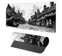 Houses Mouse Pad, Mouse Mat 1500x800x3mm, Stitched Edge Design XXL Desk Mat Large, Desk Accessories Gaming Mousemat, Office Accessories Keyboard Pad, for Gaming PC Office Large Mousepad, Black A-7865