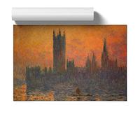 Houses Of Parliament In London Vol.2 By Claude Monet | Unframed Wall Art Print | Ready to Frame Poster | Modern Home Decor Picture | Artwork for Living Room or Office | A2 (42x59.4 cm)