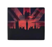 Houses of The Parliament Silhouette on UK Flag Historic Urban Skyline Bifold Wallet for Women Men Personalized Coin Purse Card Case Holder Pocket Wallet