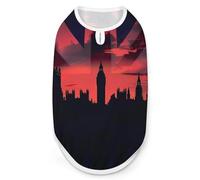 Houses of The Parliament Silhouette on UK Flag Historic Urban Skyline Dog Shirts Pullover Pet Vest T-shirts for Small Medium Dogs & Cats