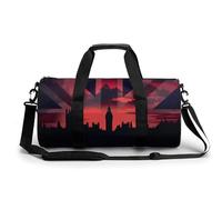 Houses of The Parliament Silhouette on UK Flag Historic Urban Skyline Travel Duffel Bag Sports Gym Bag Workout Bag with Adjustable Strap