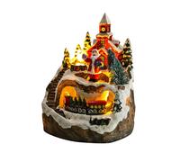 Houses Sets Rotating Train Display Figurines LED Light Up Musical Christmas Holiday Decoration Santa