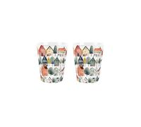 Houses & Trees Egg Cups Set - Multicoloured Urban Streets Patterned Presents - Pack of 2 Ceramic Egg Cups/Holders Kitchenware/Shot Glasses Drinkware Boxed Gift