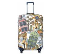 Houses Trees Stone Bridges Travel Luggage Cover Spandex Suitcase Protector Bag,Houses Trees Stone Bridges Anti-Scratch Fits 18-32 Inch Luggage, Baggage Covers for Kid and Adult,X-Large